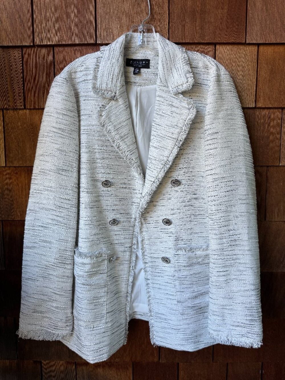 NWT Laundry by Shelli Segal White/Black Tweed Open Front Jacket Women's X-Large